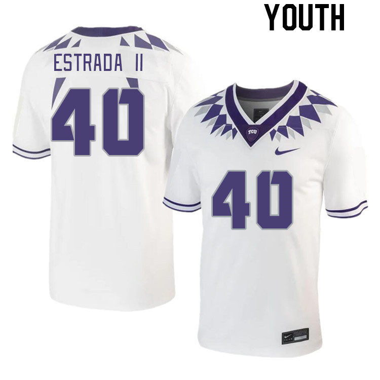 Youth #40 Franklin Estrada II TCU Horned Frogs 2023 College Footbal Jerseys Stitched-White
